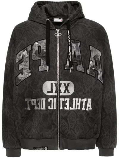Aape By A Bathing Ape Patterned Logo Zip-up Hoodie In Black