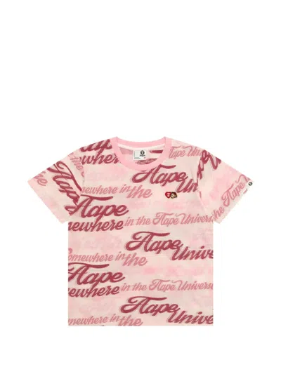 Aape By A Bathing Ape 프린트 패치 티셔츠 In Pink