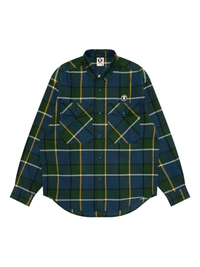 Aape By A Bathing Ape Plaid Logo-patch Shirt In Multi