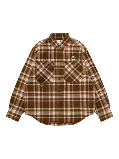 Aape By A Bathing Ape Plaid Pocket Shirt In Brown