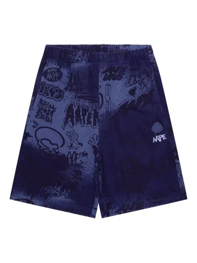 Aape By A Bathing Ape Printed Shorts In Blue