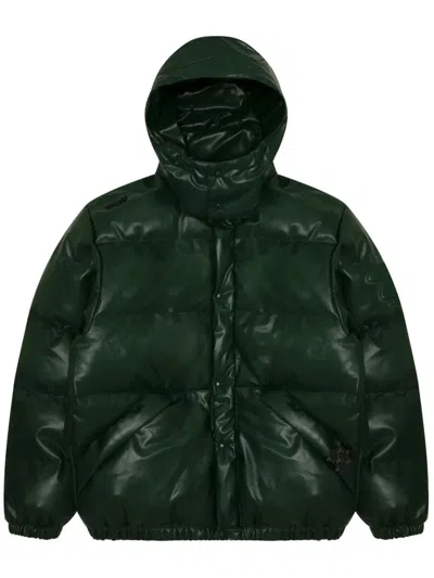 Aape By A Bathing Ape Quiled Faux-leather Down Jacket In Green