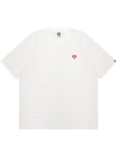 Aape By A Bathing Ape Raised-logo T-shirt In White