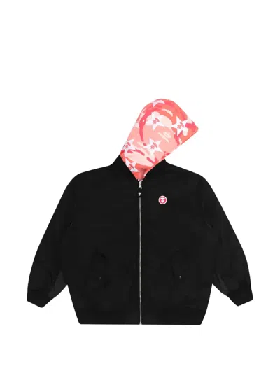 Aape By A Bathing Ape Reversible Hooded Bomber Jacket In Black