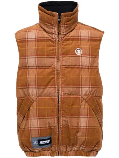 Aape By A Bathing Ape Reversible Padded Gilet In Braun