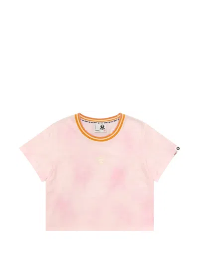 Aape By A Bathing Ape Ribbed Embroidered T-shirt In Pink