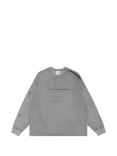 Aape By A Bathing Ape Sheer Logo-print T-shirt In Gray