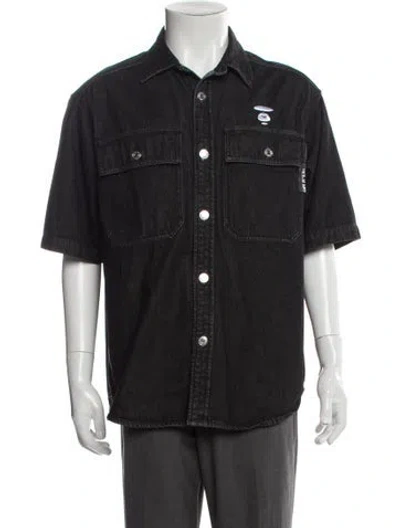 Pre-owned Aape By A Bathing Ape Short Sleeve Denim Shirt In Black