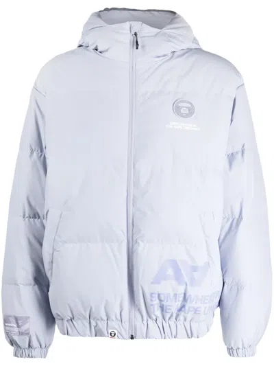 Aape By A Bathing Ape Slogan-print Hooded Padded Jacket In Purple