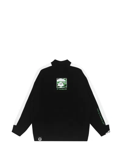 Aape By A Bathing Ape Stripe Moonface Cotton Sweatshirt In Black