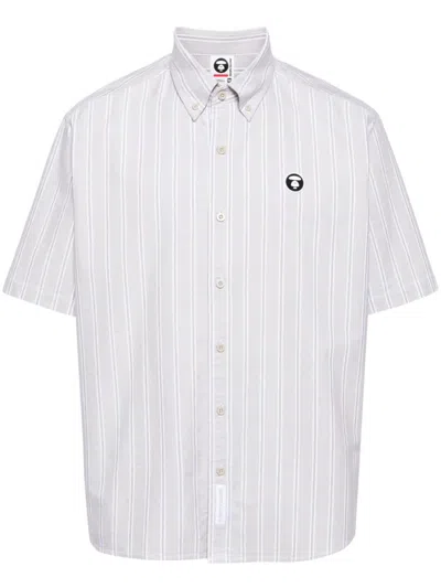 Aape By A Bathing Ape Striped Cotton Shirt In 中性色