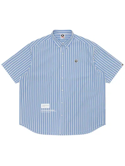 Aape By A Bathing Ape Striped Cotton Shirt In Blue