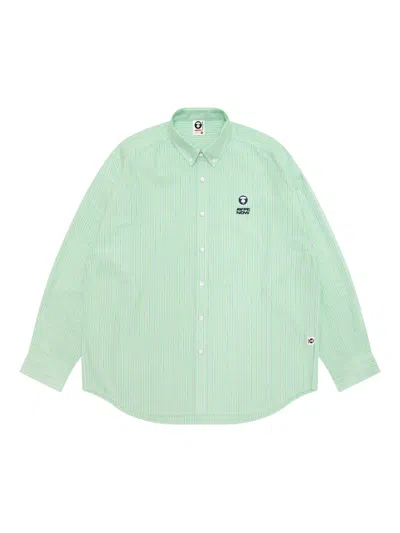 Aape By A Bathing Ape Striped Logo-embroidered Shirt In Green