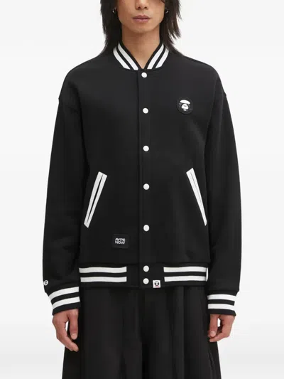 Aape By A Bathing Ape Striped-trim Button-fastening Bomber Jacket In Black
