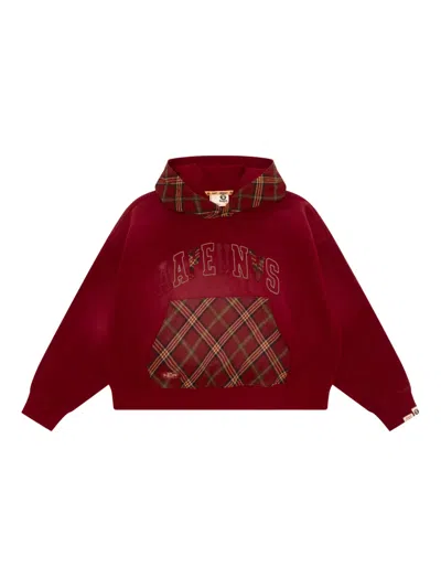 Aape By A Bathing Ape Tartan Appliqué Hoodie In Red