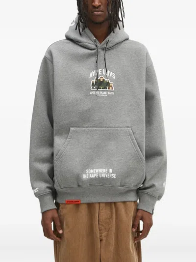Aape By A Bathing Ape Text-print Hoodie In Gray