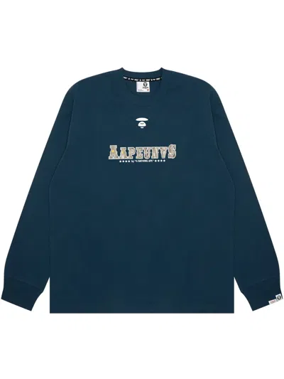 Aape By A Bathing Ape Text-print Sweatshirt In Blue