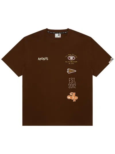 Aape By A Bathing Ape Text-print T-shirt In Brown