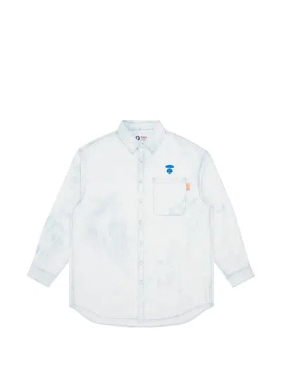 Aape By A Bathing Ape Tie-dye Embroidered Shirt In White