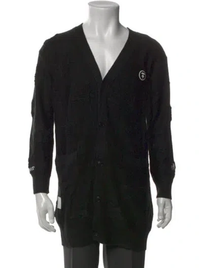 Pre-owned Aape By A Bathing Ape V-neck Long Sleeve Cardigan In Black