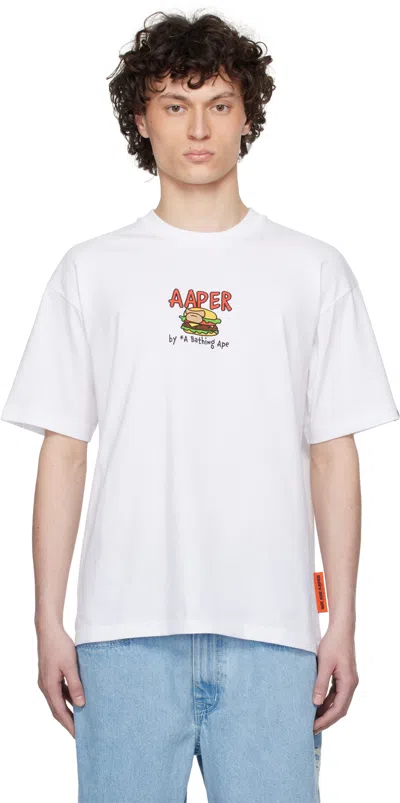 Aape By A Bathing Ape White 'aaper' Graphic-print Short Sleeve T-shirt In Whx White