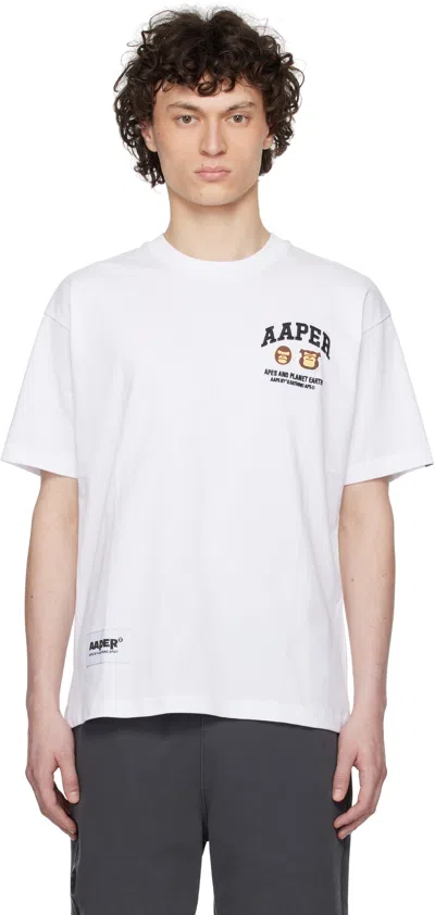 Aape By A Bathing Ape White 'aaper' Logo Short Sleeve T-shirt In Whx White