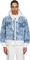 Aape By A Bathing Ape White & Blue 'aape' Main Light Weight Denim Jacket In Ivx Ivory