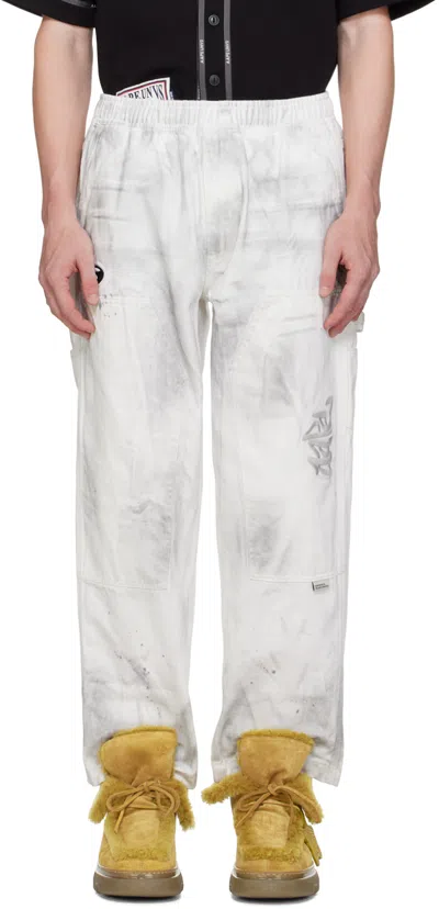 Aape By A Bathing Ape White Embroidered-logo Jeans In Whb White (black)
