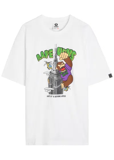 Aape King Kong Printed Cotton T-shirt In White
