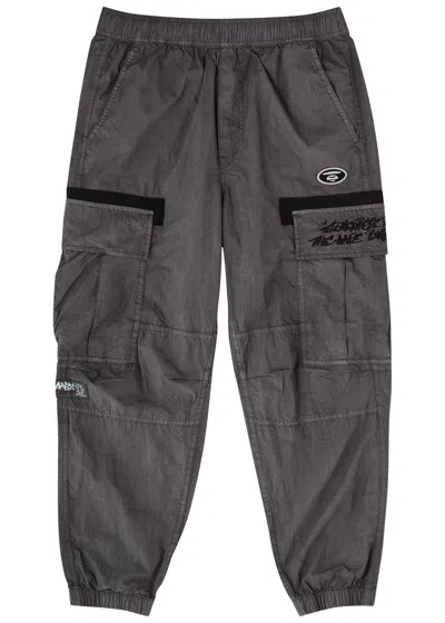 Aape Logo Cotton-blend Cargo Sweatpants In Grey