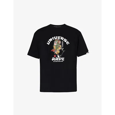 Aape Mens Black Japan Graphic-print Cotton-jersey T-shirt