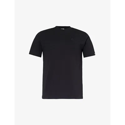 Aape Mens Black One Point Logo-embroidered Cotton-jersey T-shirt