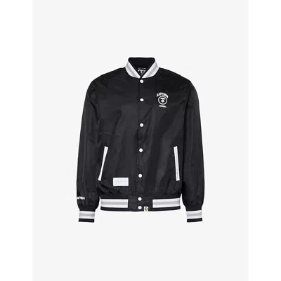 Aape Mens Black Varsity Brand-embroidered Regular-fit Shell Jacket