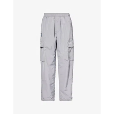 Aape Men's Light Grey Logo-appliqué Relaxed-fit Woven Cargo Trousers