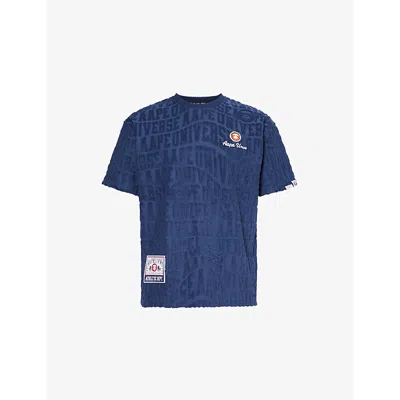 Aape Mens Vy Brand-patch Cotton-blend T-shirt In Navy