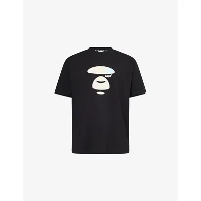 Aape Mens Black Foil Face Cotton-t-shirt