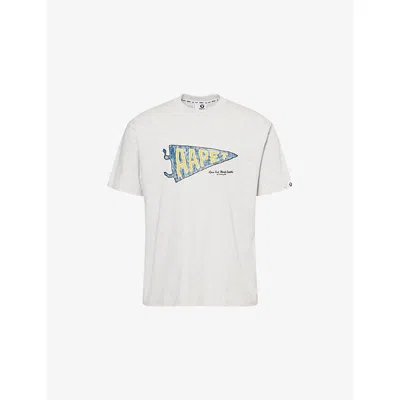 Aape Mens Logo Graphic-print Cotton-jersey T-shirt Heather White
