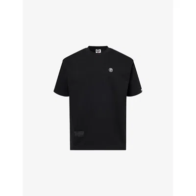 Aape Mens  1 Point Rubberised-logo Cotton T-shirt In Black