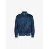 Aape Mens Now Embroidered-logo Woven Varsity Jacket Dark Navy In Dark Navy