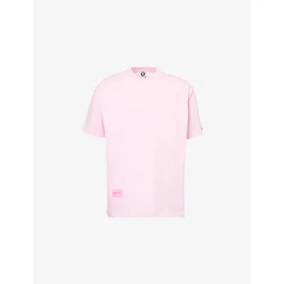 Aape Mens  1 Point Rubberised-logo Cotton T-shirt In Pink