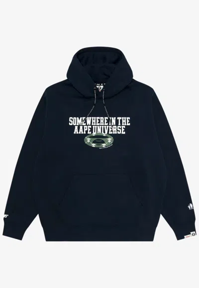 Aape Moonface Hooded Sweatshirt In Navy