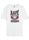 Aape Moonface Universe Printed Cotton T-shirt In White