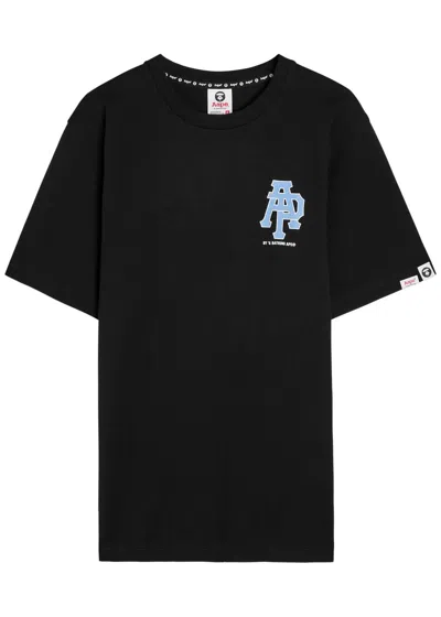 Aape New Camo Printed Cotton T-shirt In Black