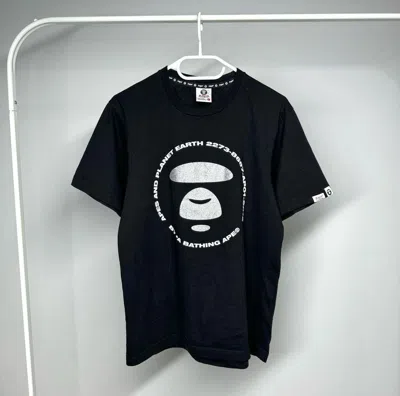 Pre-owned Aape T-shirt Monkey  Glitter Logo In Black