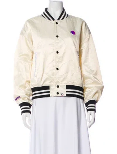 Pre-owned Aape X Alpha Industries Nylon Striped Bomber Jacket In Neutral
