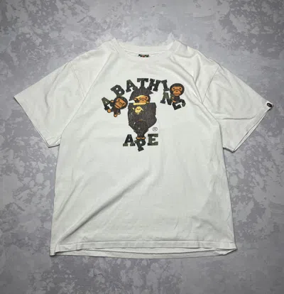 Pre-owned Aape X Bape Camo Milo Hidden College White T Shirt Tee