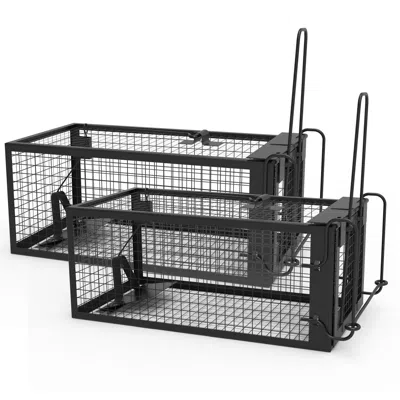 Aapo 2 Pack Rat Trap Cage Humane Live Rodent Trap Cage Galvanized Iron Mice Mouse Control Bait Catch With In Black