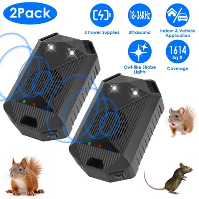 Aapo 2 Pack Under Hood Ultrasonic Rodent Repeller In Black