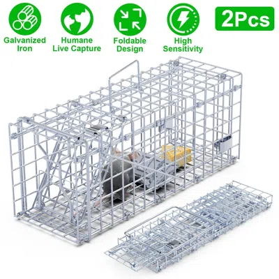 Aapo 2pack High-sensitive Reusable Rat Trap Cage - Quick-catch One-touch Trigger, Solid Galvanized Wire,  In Silver