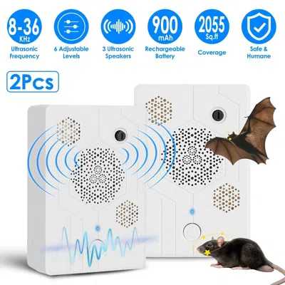 Aapo 2pack Upgraded Rechargeable Ultrasonic Bat Repellent Indoor Outdoor Bird Mouse Dog Deterrent Device  In White